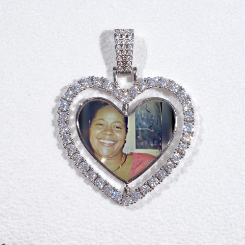 3D Spinning 2-Faced Heart Custom Picture Pendant