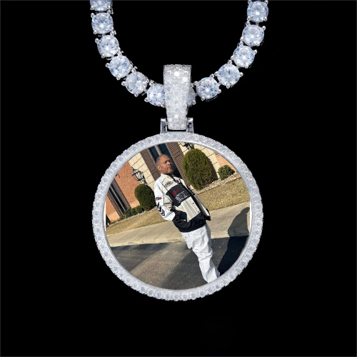 925S & VVS Moissanite 3D Circle Custom Picture Pendant