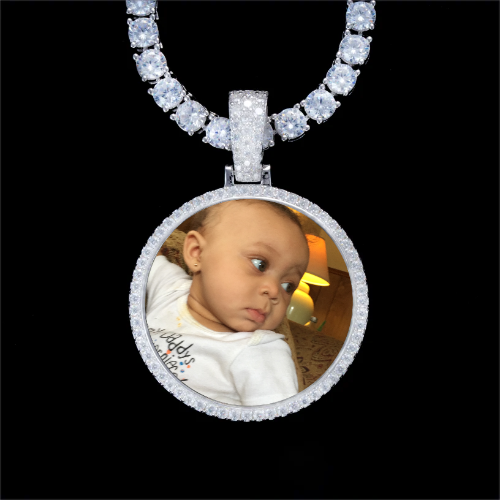 925S & VVS Moissanite 3D Circle Custom Picture Pendant