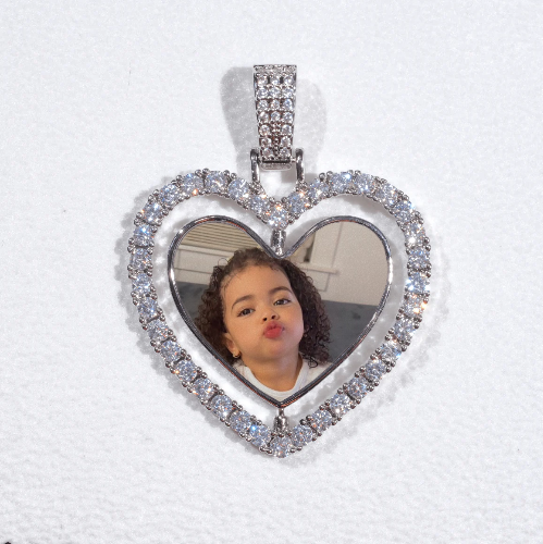 3D Spinning 2-Faced Heart Custom Picture Pendant
