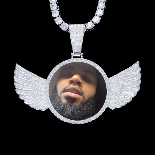 925S & VVS Moissanite 3D Wing Custom Picture Pendant