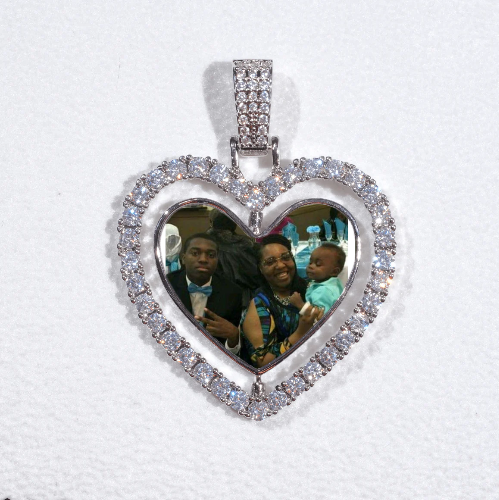 3D Spinning 2-Faced Heart Custom Picture Pendant