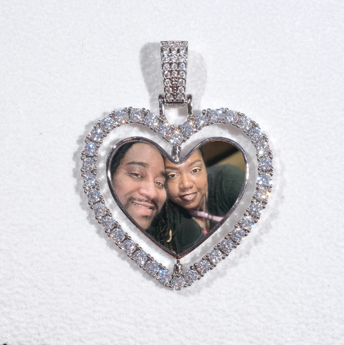 3D Spinning 2-Faced Heart Custom Picture Pendant