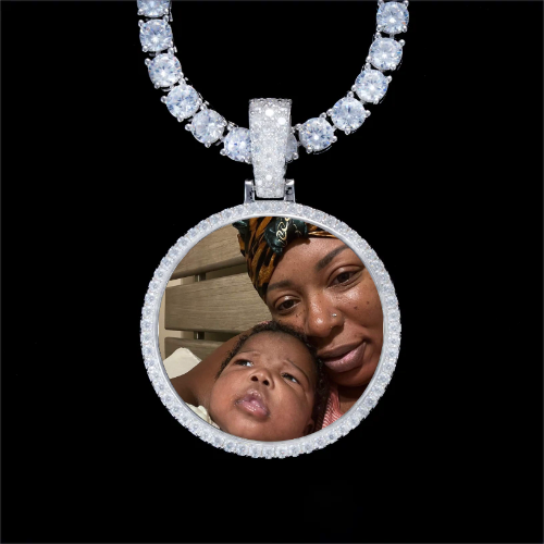 925S & VVS Moissanite 3D Circle Custom Picture Pendant