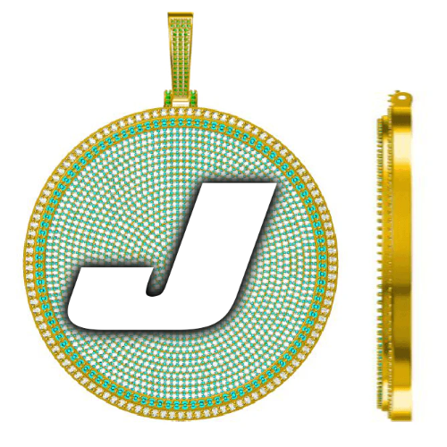 CUSTOM LETTER NECKLACE 3D BIG DISC