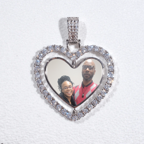 3D Spinning 2-Faced Heart Custom Picture Pendant