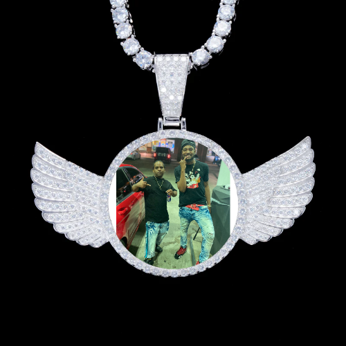 925S & VVS Moissanite 3D Wing Custom Picture Pendant