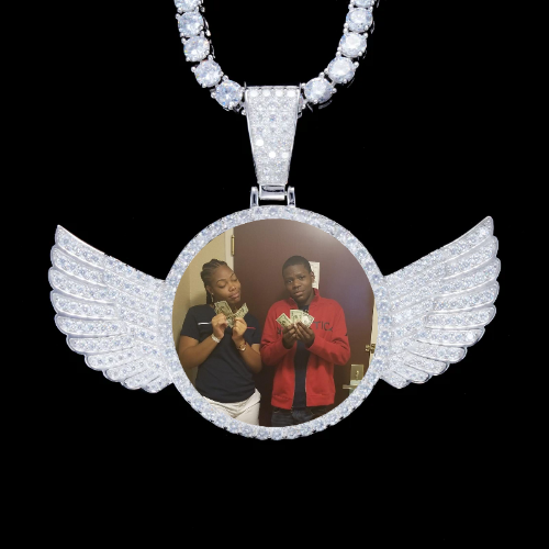 925S & VVS Moissanite 3D Wing Custom Picture Pendant