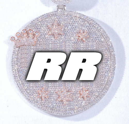 CUSTOM LETTER NECKLACE 3D BIG CROWN DISC