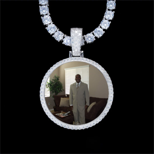 925S & VVS Moissanite 3D Circle Custom Picture Pendant