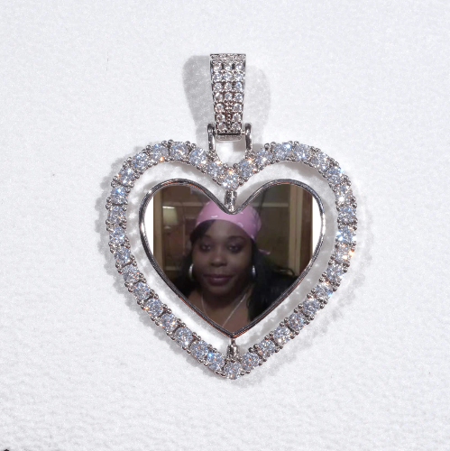 3D Spinning 2-Faced Heart Custom Picture Pendant