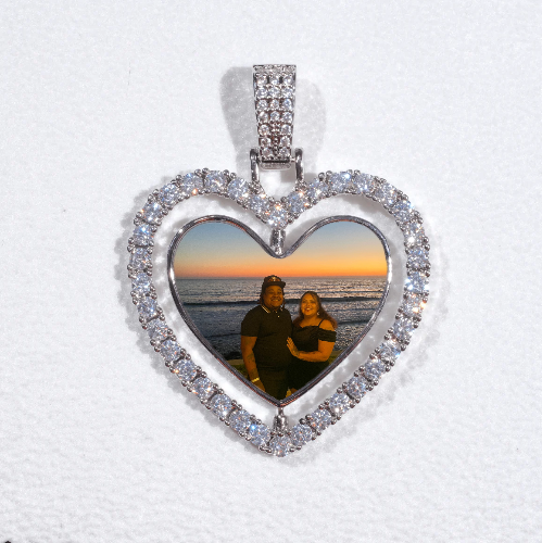 3D Spinning 2-Faced Heart Custom Picture Pendant