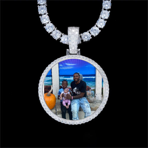 925S & VVS Moissanite 3D Circle Custom Picture Pendant