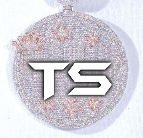CUSTOM LETTER NECKLACE 3D BIG CROWN DISC
