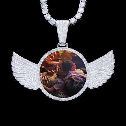 925S & VVS Moissanite 3D Wing Custom Picture Pendant