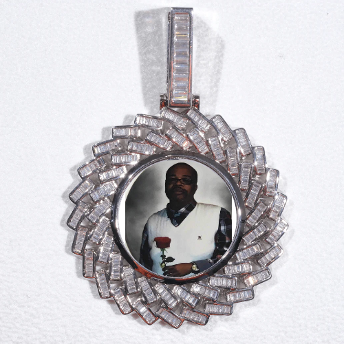 Large 3D Baguette Custom Picture Pendant
