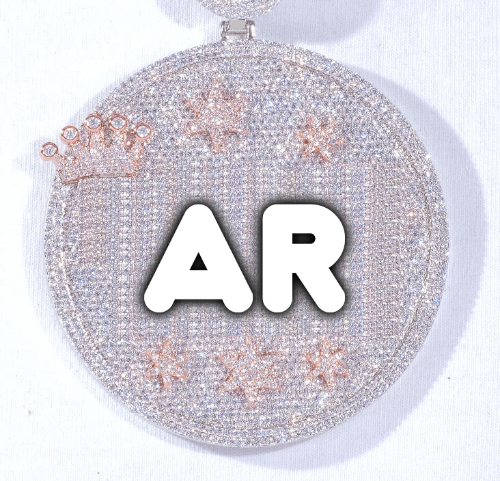 CUSTOM LETTER NECKLACE 3D BIG CROWN DISC