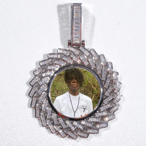 Large 3D Baguette Custom Picture Pendant