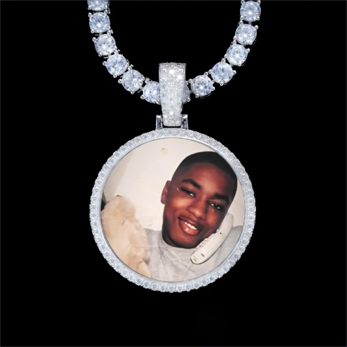 925S & VVS Moissanite 3D Circle Custom Picture Pendant