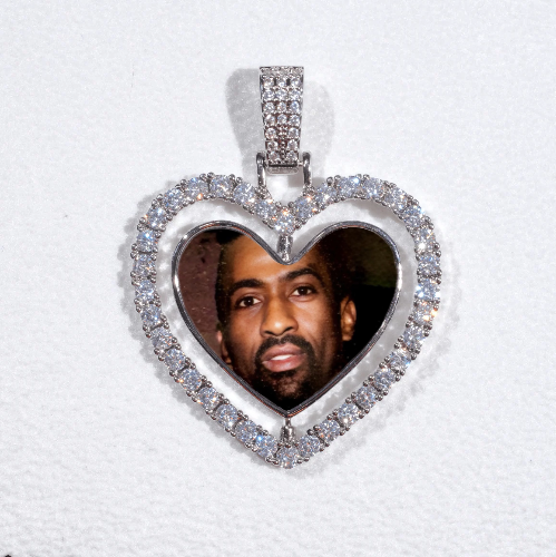 3D Spinning 2-Faced Heart Custom Picture Pendant