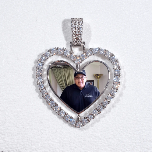 3D Spinning 2-Faced Heart Custom Picture Pendant