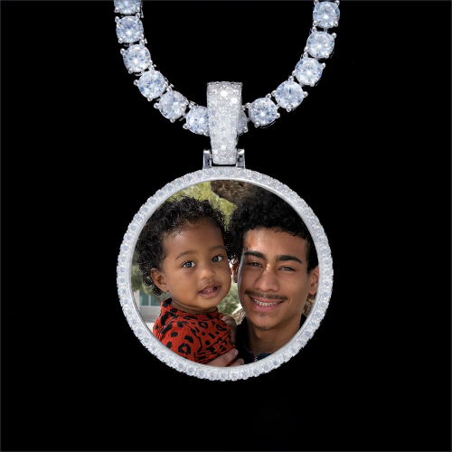 925S & VVS Moissanite 3D Circle Custom Picture Pendant