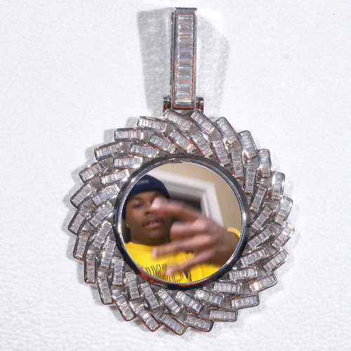 Large 3D Baguette Custom Picture Pendant