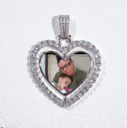 3D Spinning 2-Faced Heart Custom Picture Pendant