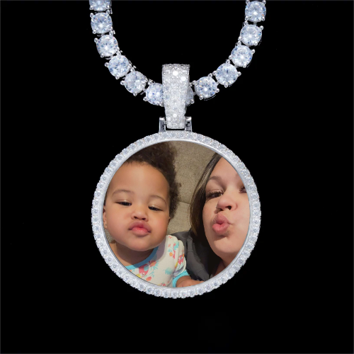 925S & VVS Moissanite 3D Circle Custom Picture Pendant