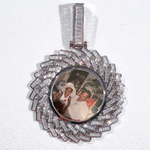 Large 3D Baguette Custom Picture Pendant
