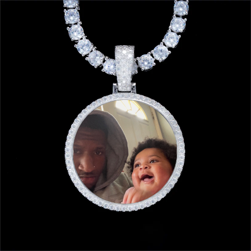 925S & VVS Moissanite 3D Circle Custom Picture Pendant