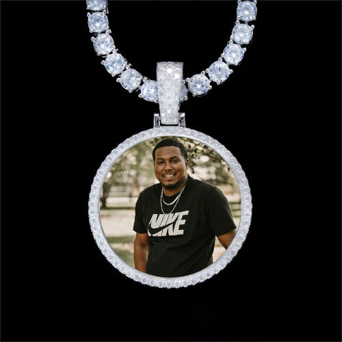 925S & VVS Moissanite 3D Circle Custom Picture Pendant