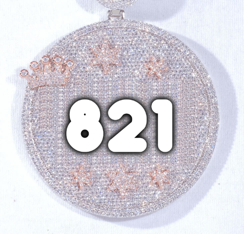 CUSTOM LETTER NECKLACE 3D BIG CROWN DISC