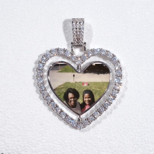 3D Spinning 2-Faced Heart Custom Picture Pendant