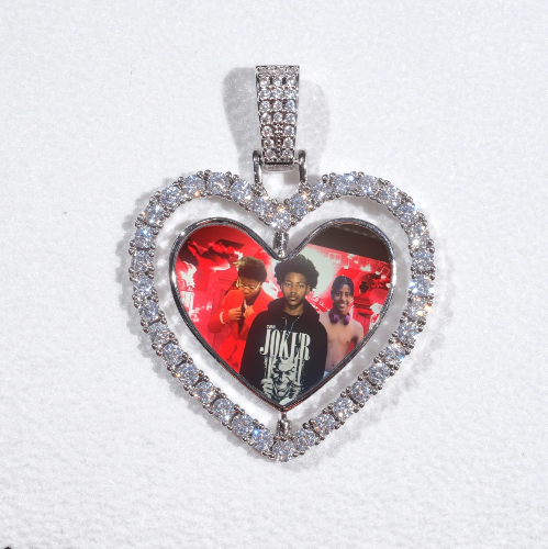 3D Spinning 2-Faced Heart Custom Picture Pendant