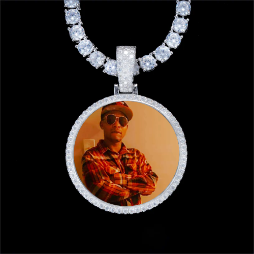 925S & VVS Moissanite 3D Circle Custom Picture Pendant