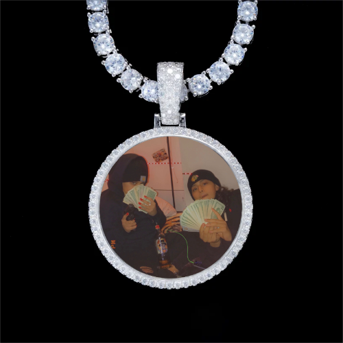 925S & VVS Moissanite 3D Circle Custom Picture Pendant