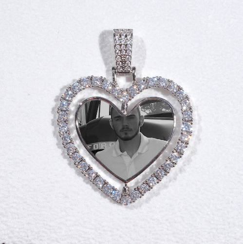 3D Spinning 2-Faced Heart Custom Picture Pendant