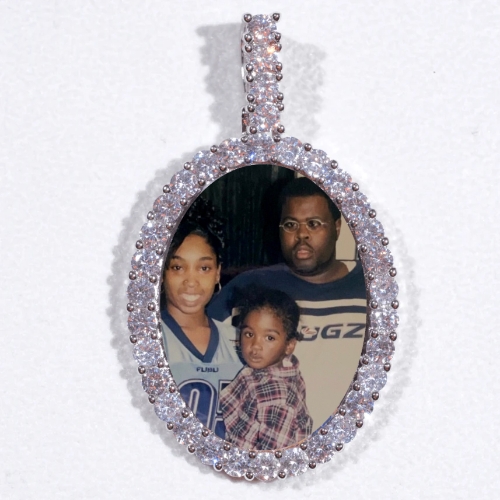 Large 3D Oval Custom Picture Pendant