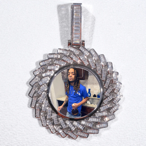Large 3D Baguette Custom Picture Pendant