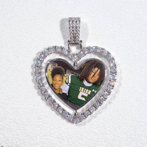 3D Spinning 2-Faced Heart Custom Picture Pendant