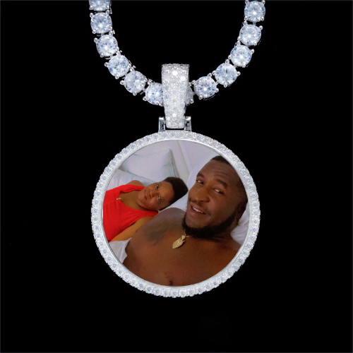 925S & VVS Moissanite 3D Circle Custom Picture Pendant