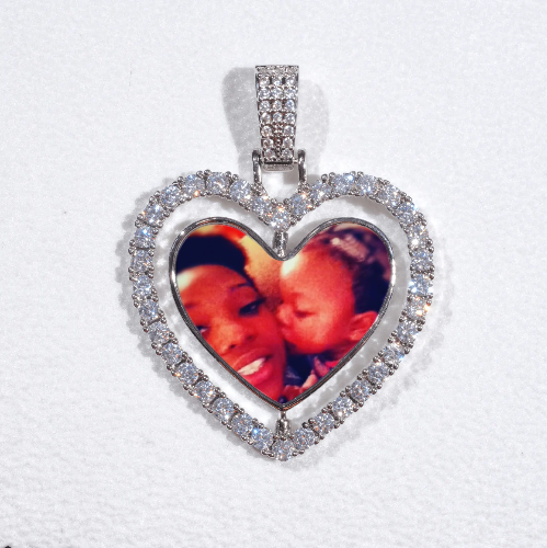 3D Spinning 2-Faced Heart Custom Picture Pendant