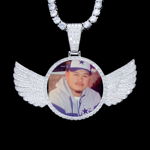 925S & VVS Moissanite 3D Wing Custom Picture Pendant