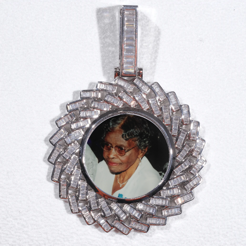Large 3D Baguette Custom Picture Pendant