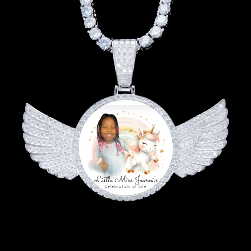 925S & VVS Moissanite 3D Wing Custom Picture Pendant