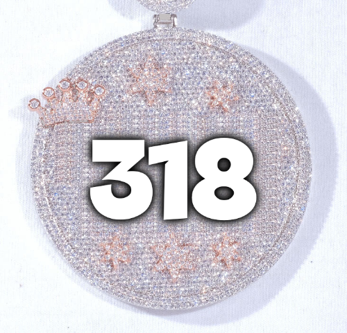 CUSTOM LETTER NECKLACE 3D BIG CROWN DISC