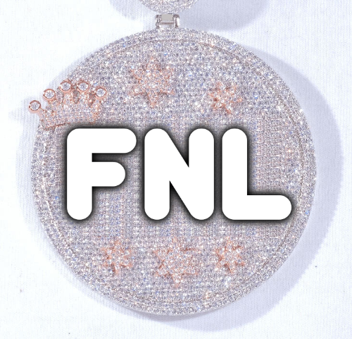 CUSTOM LETTER NECKLACE 3D BIG CROWN DISC