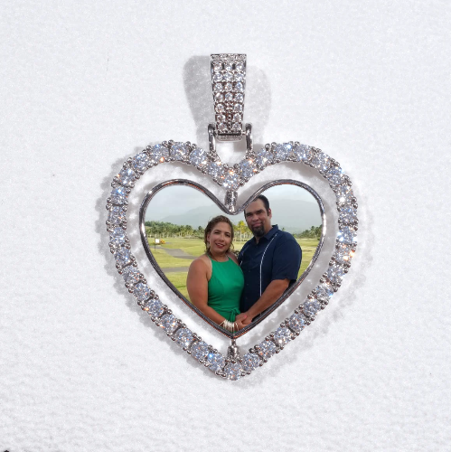 3D Spinning 2-Faced Heart Custom Picture Pendant