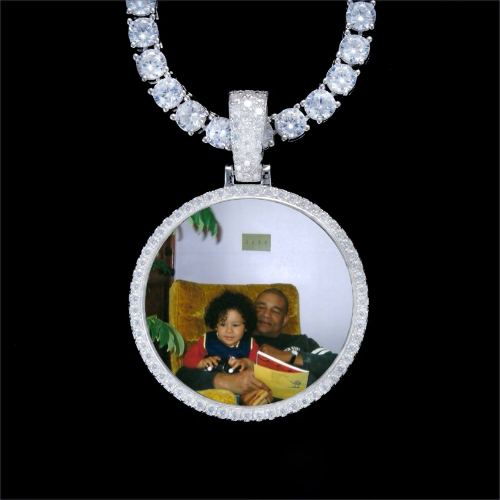 925S & VVS Moissanite 3D Circle Custom Picture Pendant